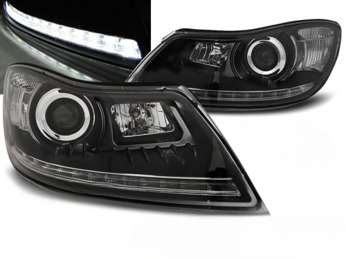 Paire de feux phares Skoda Octavia de 2009 a 2012 Daylight led DRL noir