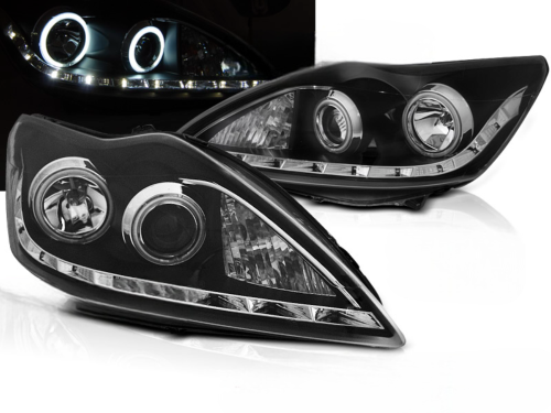 Paire de feux phares Ford Focus de 2008 a 2010 Angel Eyes CCFL noir