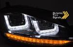 Paire de feux phares VW Golf 7 13-17 U-Type DRL led Dyn Noir chrome