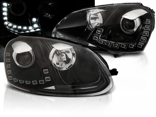 Paire de feux phares VW Golf 5 de 2003 a 2009 Daylight led DRL noir