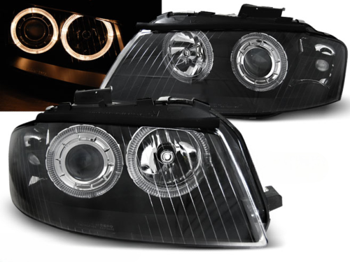 Paire de feux phares Audi A3 8P de 2003 a 2008 angel eyes noir