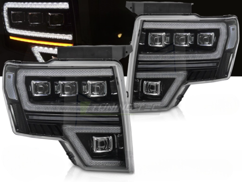 Paire de feux phares Ford F150 MK12 08-14 FULL LED DRL DYN Noir