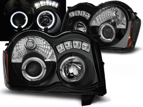 Paire de feux phares Jeep Grand Cherokee de 2008 a 2010 angel eyes noir