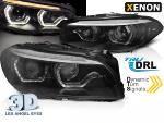 Paire de feux phares BMW serie 5 F10 / F11 13-16 xenon angel eyes led DRL Noir