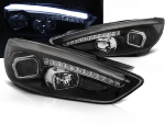 Paire de feux phares Ford Focus de 2015 a 2018 LED LTI DRL noir