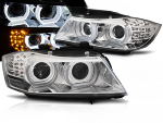 Paire feux phares BMW E90/E91 de 2009 a 2011 Xenon Angel Eyes Led DRL Chrome