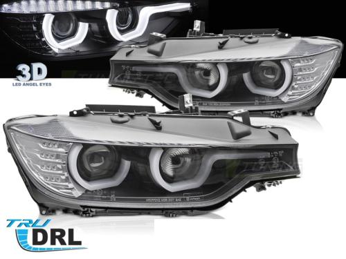 Paire de feux phares BMW serie 3 F30 / F31 11-15 angel eyes Noir led DRL Dyn