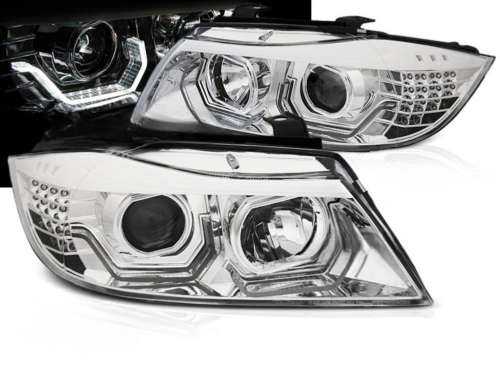 Paire de phares avant BMW E90/E91 05-08 Angel eyes 3D led chrome