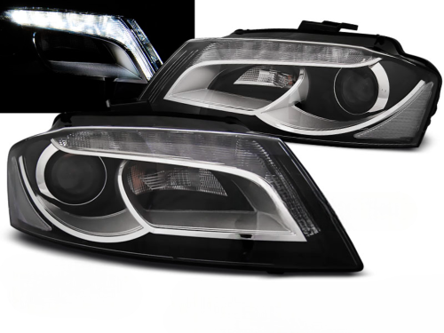 Paire de feux phares Audi A3 8P de 2008 a 2012 DRL led noir