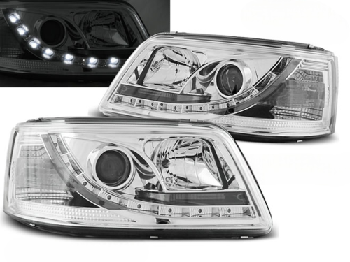 Paire de feux phares VW T5 03-09 Daylight DRL LED chrome