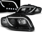 Paire de feux phares Audi A4 B7 de 2004 a 2008 Tube Light LTI DRL Led noir