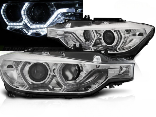 Paire de phares BMW F30/F31 11-15 Angel eyes Led Chrome HID DRL