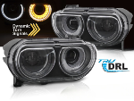 Paire de feux phares Dodge Challenger 08-14 LED DRL DYN Noir