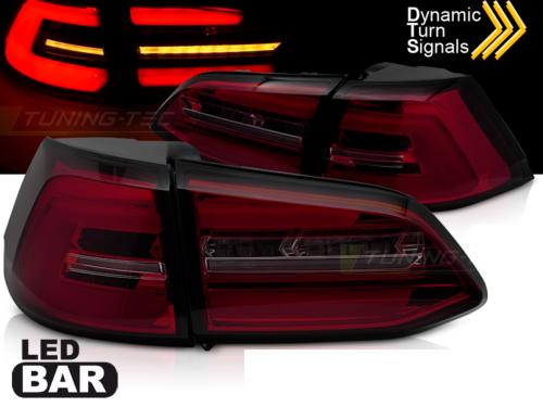 Paire de feux arriere VW Golf 7 17-19 FU LL LED BAR Dyn Rouge Fume