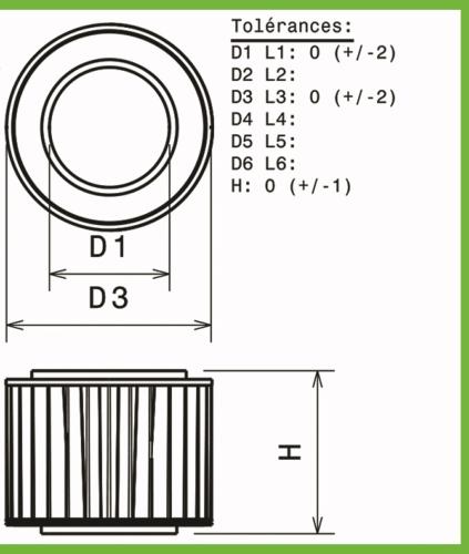 Filtre a air Green pour VW Golf 1 de 1979 a 1983 1.3L-60cv