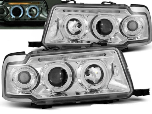 Paire de feux phares Audi 80 B4 berline de 1991 a 1996 Angel eyes chrome