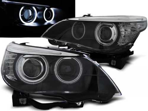 Paire de feux phares BMW serie 5 E60 / E61 05-07 xenon angel eyes CCFL noir