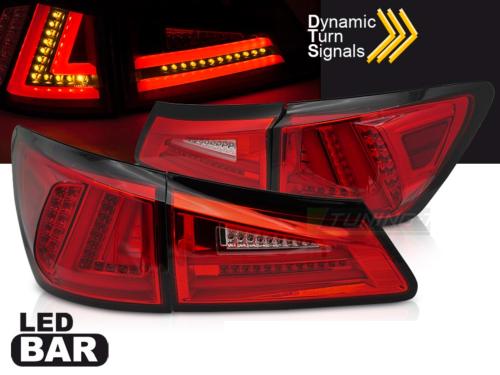 Paire de feux arriere Lexus IS II 06-13 FULL LED BAR Dyn Rouge Blanc