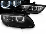 Paire de feux phares BMW serie 3 E92 / E93 de 2006 a 2010 angel eyes LED 3D DRL noir
