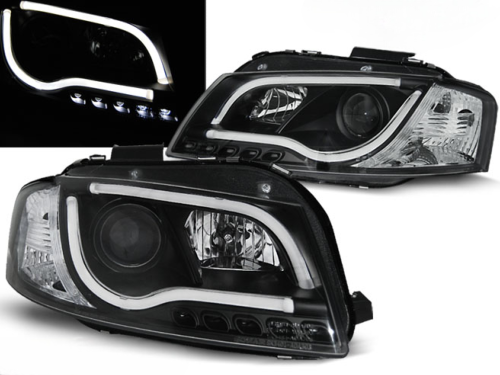 Paire de feux phares Audi A3 8P de 2003 a 2008 TubeLight led LTI noir